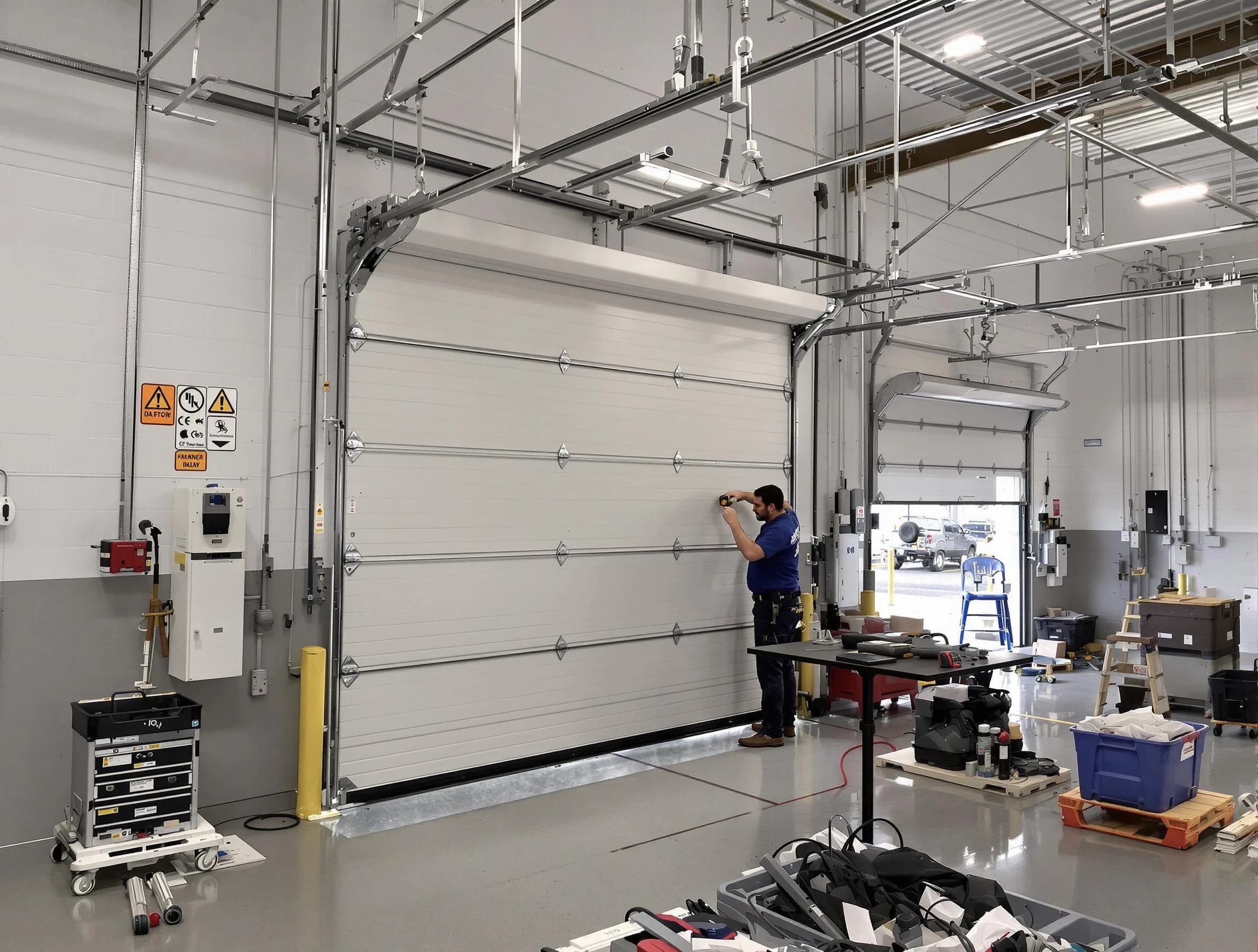 Commercial garage door repair being performed by Wilkinsburg Garage Door Repair expert in Wilkinsburg