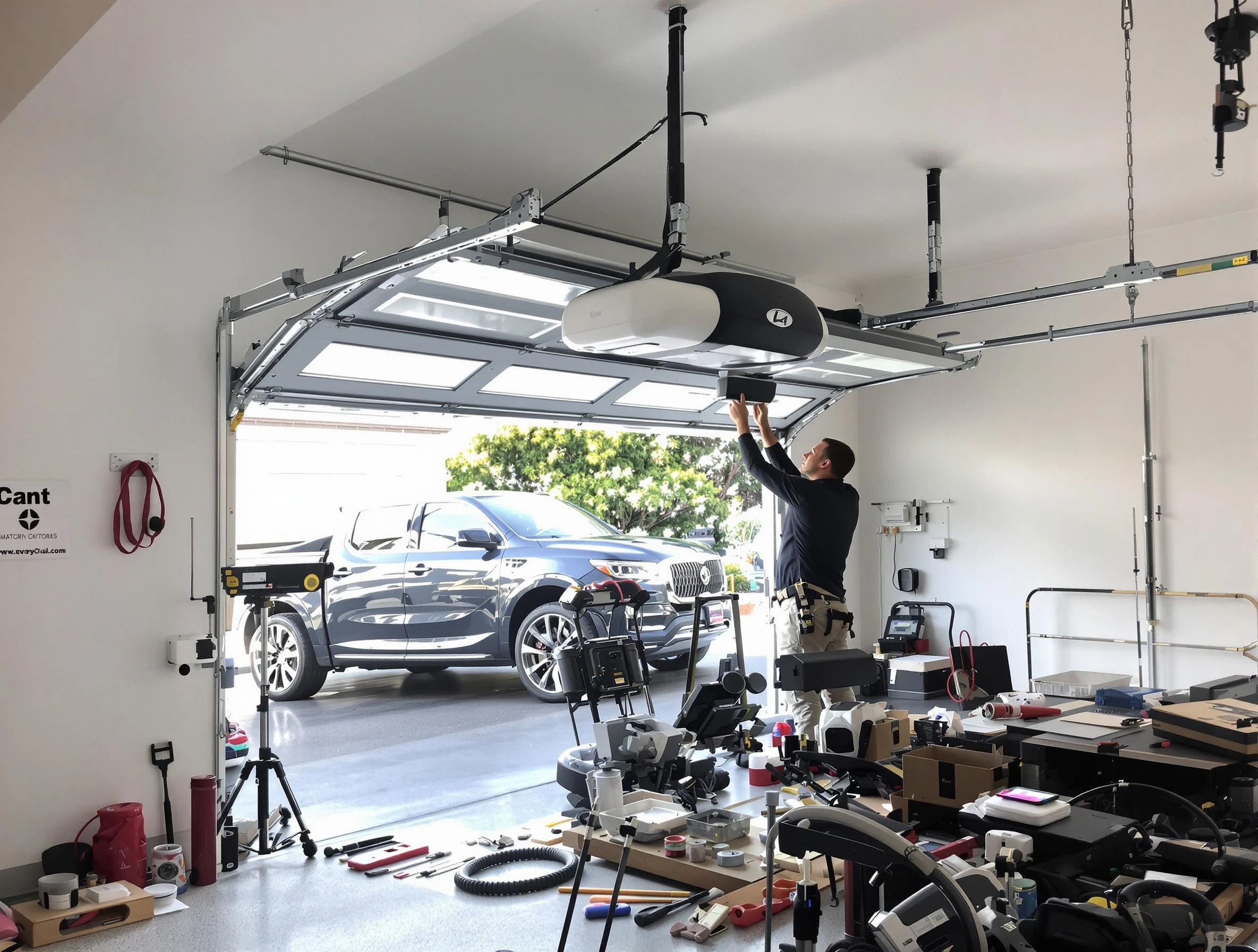 Wilkinsburg Garage Door Repair specialist installing smart garage door opener system in Wilkinsburg home