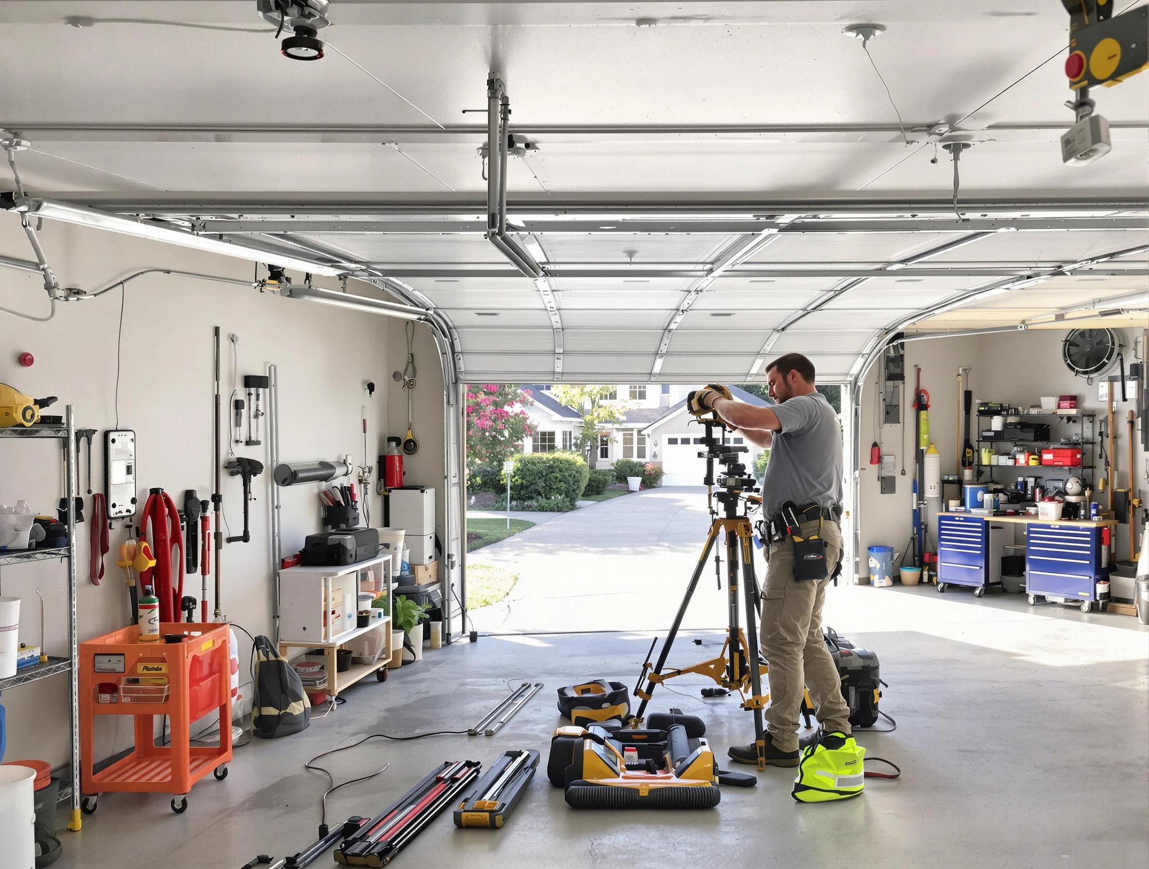 Wilkinsburg Garage Door Repair specialist performing laser-guided track alignment in Wilkinsburg